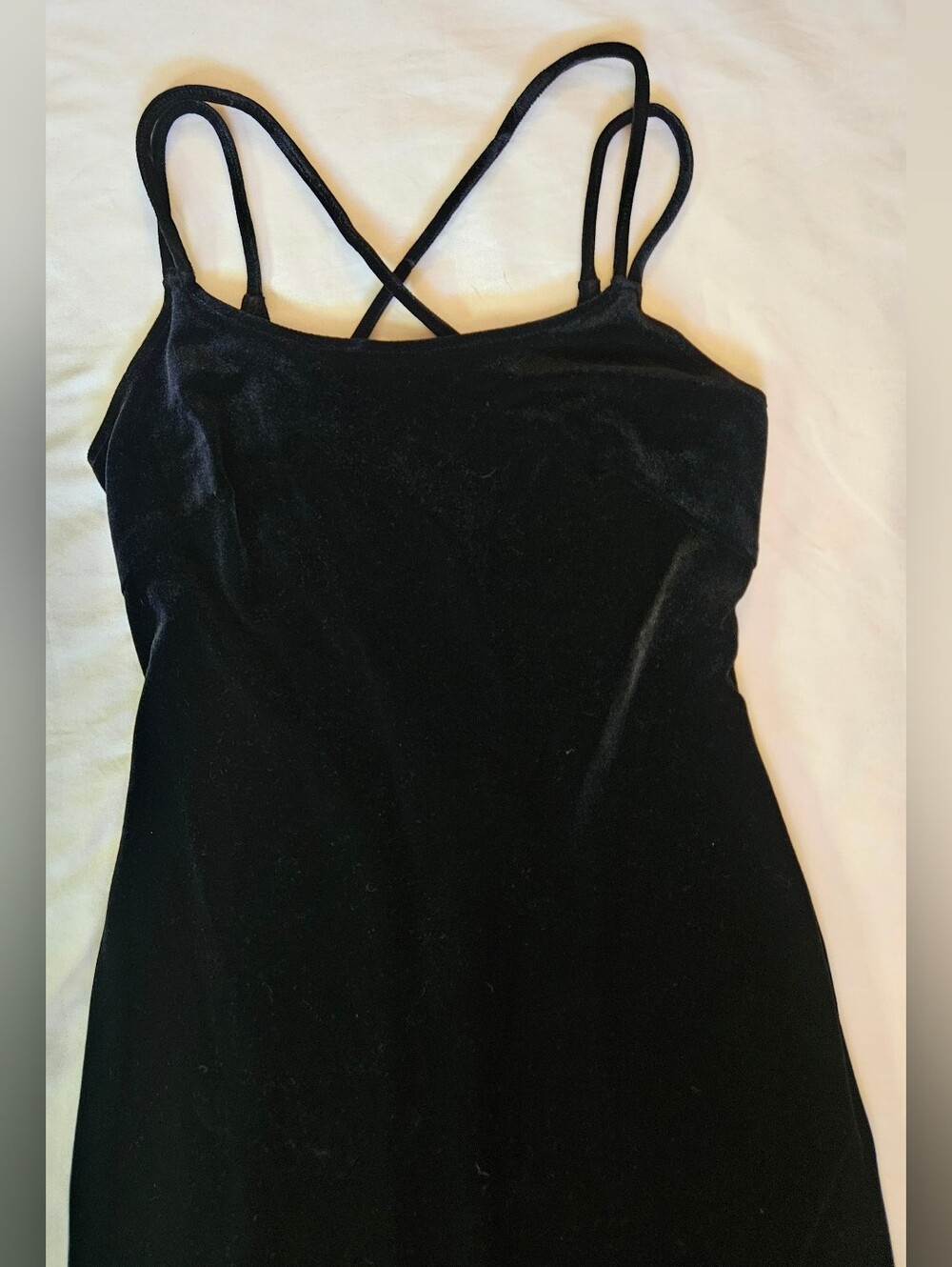Steppin Out Womens Black Velvet Feel Thin Cross Strap Maxi Dress Size Medium - Picture 3 of 14